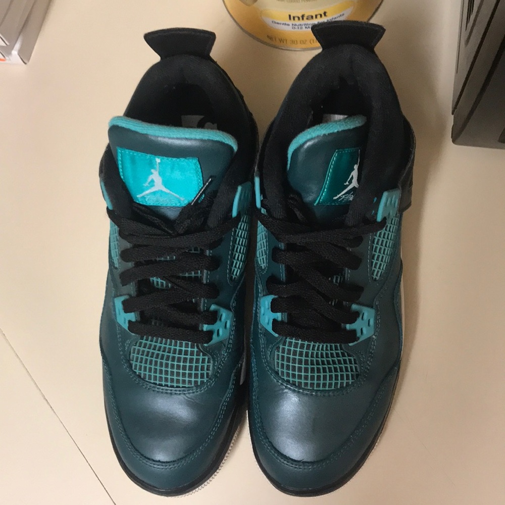 Retro Jordan 4s Teal and White